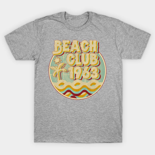 vintage retro beach club 70s 1963 with spirale turqoise T-Shirt by lord cobra